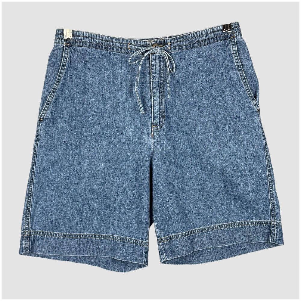 Liz Claiborne Denim Shorts Blue Drawstring Knee Length Size 10